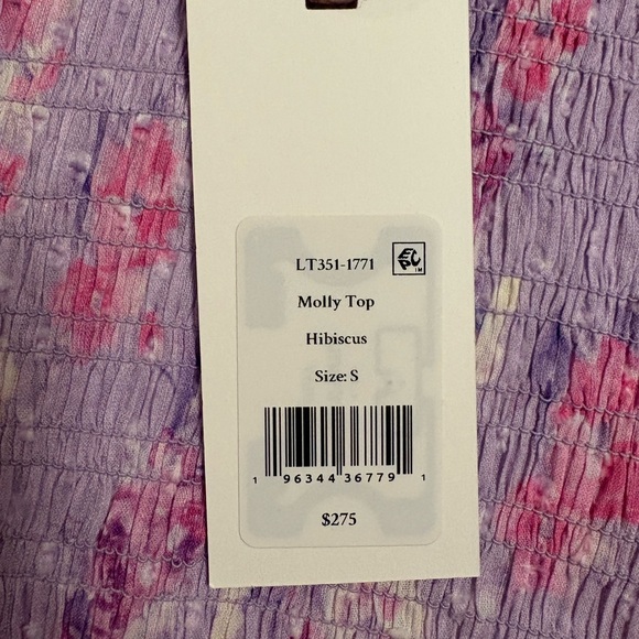 LOVESHACKFANCY Molly Heirloom Print Top size small in hibiscus - Picture 6 of 9
